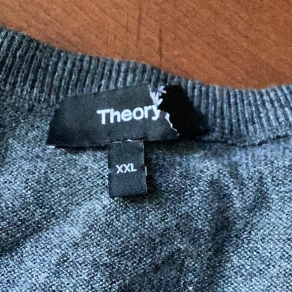 THEORY Men’s V Neck Merino Wool Sweater Gray size XXL - Picture 3 of 6